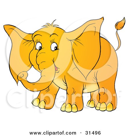 Clipart Illustration of an Adorable Baby Elephant With Big Ears, On A White Background by Alex Bannykh
