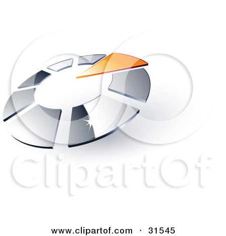 Clipart Illustration of a Pre-Made Logo Of An Orange Arrow Pointing Inwards In A Circle Of Chrome Squares by beboy