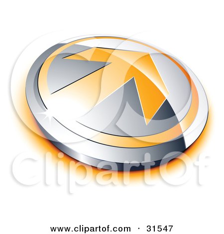 Clipart Illustration of a Pre-Made Logo Of An Orange Arrow On A Chrome Button by beboy