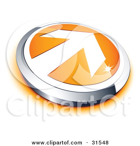 Clipart Illustration of a Pre-Made Logo Of A White Arrow On An Orange And Chrome Button by beboy