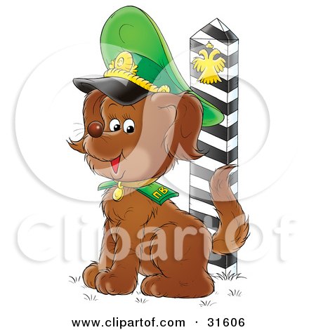 Clipart Illustration of a Russian Army Puppy Guarding The Border by Alex Bannykh