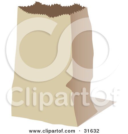 Clipart Illustration of an Empty Paper Bag For Groceries Or Cold Lunch by PlatyPlus Art