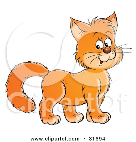 Clipart Illustration of a Friendly Ginger Kitty Cat Smiling And Facing To The Right by Alex Bannykh