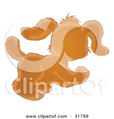 Clipart Illustration of a Playful And Curious Puppy Dog Running And Looking Away From The Viewer by Alex Bannykh
