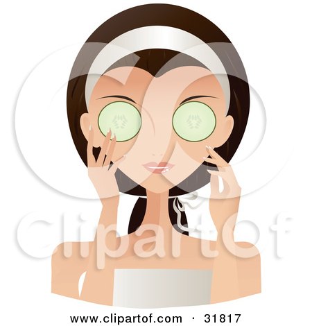 https://images.clipartof.com/small/31817-Clipart-Illustration-Of-A-Beautiful-Brunette-Caucasian-Woman-With-Green-Eyes-Facing-Front-And-Holding-A-Cucumber-Over-Her-Eyes.jpg
