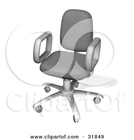 Clipart Illustration of a Wheeled Computer Desk Chair With Arms In A Business Office by AtStockIllustration
