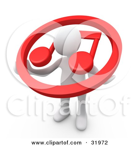 Clipart Illustration of a White Person Carrying A Red Circle With A Music Note Over His Shoulders by 3poD
