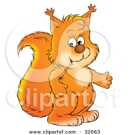 Clipart Illustration of a Cute Orange Squirrel Gesturing While Talking by Alex Bannykh