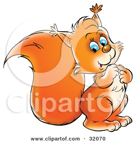 Clipart Illustration of an Adorable Blue Eyed Orange Squirrel Looking At The Viewer by Alex Bannykh