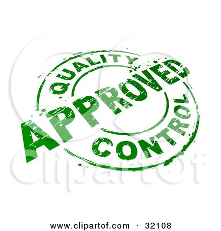 Clipart Illustration of a Green Circular Stamp With Quality Control Approved Text, Over A White Background by beboy