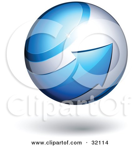 Clipart Illustration of a Pre-Made Logo Of A Blue Arrow Circling An Orb by beboy