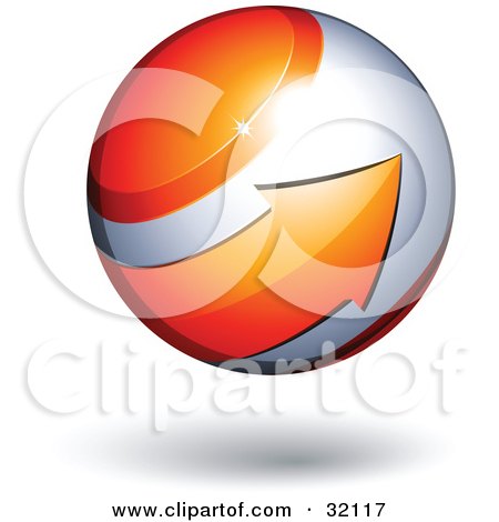Clipart Illustration of a Pre-Made Logo Of An Orange Arrow Circling An Orb by beboy