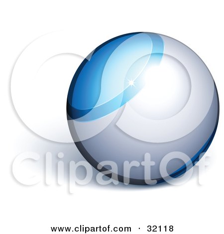 Clipart Illustration of a Pre-Made Logo Of A Blue And Silver Orb by beboy