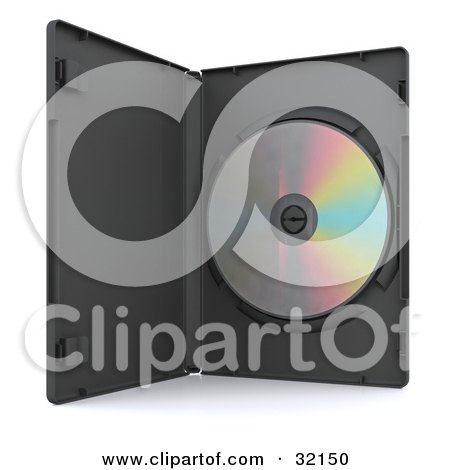 Clipart Illustration of a Blank Shiny Disc In A Tall Case, On A White Background by KJ Pargeter