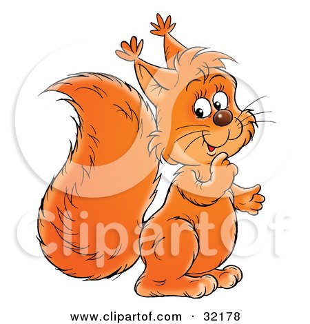 Clipart Illustration of a Friendly Bushy Tailed Orange Squirrel by Alex Bannykh