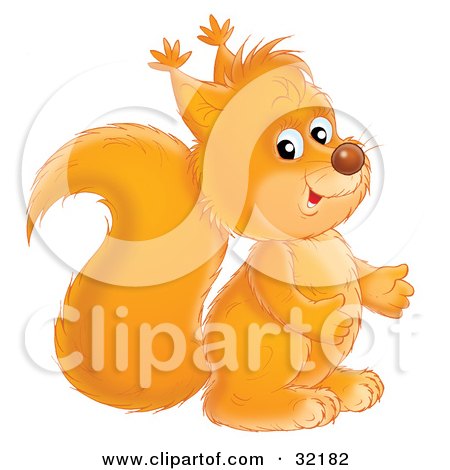 Clipart Illustration of an Adorable Orange Squirrel Facing To The Right by Alex Bannykh