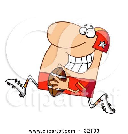 Clipart Illustration of a Happy Athletic Man Playing American Football by Hit Toon