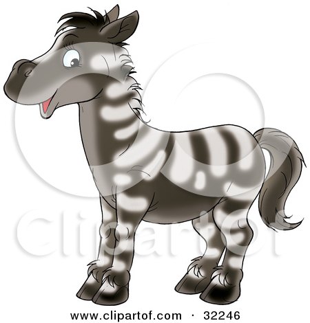 Clipart Illustration of a Cute Zebra With White Stripes On A Brown Base Coat by Alex Bannykh