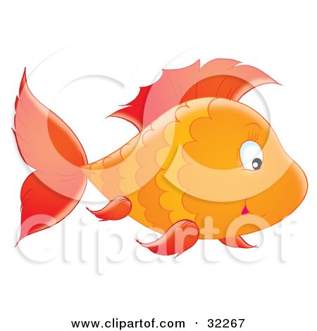Clipart Illustration of a Cute Orange Striped Fish With Red Fins, Swimming To The Right by Alex Bannykh