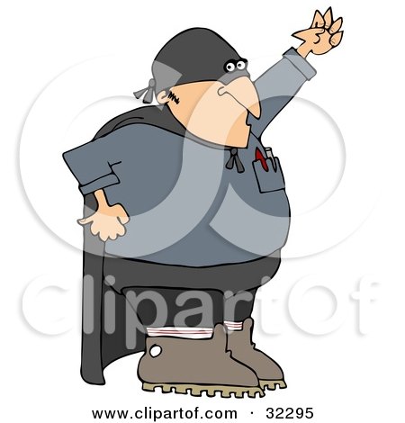 Clipart Illustration of a Gas Man Super Hero Technician Wearing A Mask And Cape by djart