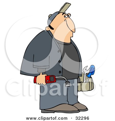 Clipart Illustration of a Gas Man Carrying Tools And A Leak Detector by djart