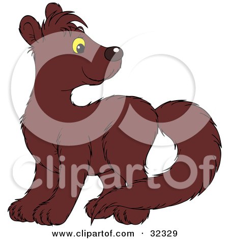 Clipart Illustration of a Cute Brown Mink Looking Back Over Its Shoulder by Alex Bannykh