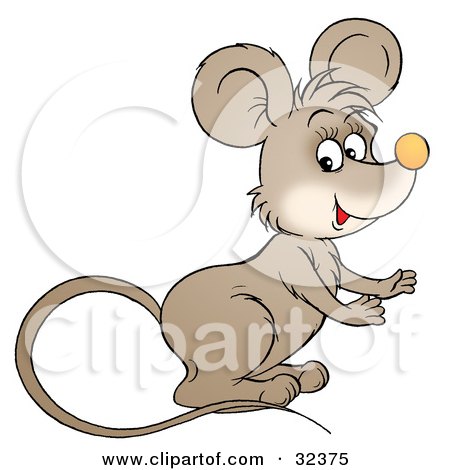 Clipart Illustration of a Cute Brown Mouse With A Long Tail, Facing To The Right by Alex Bannykh