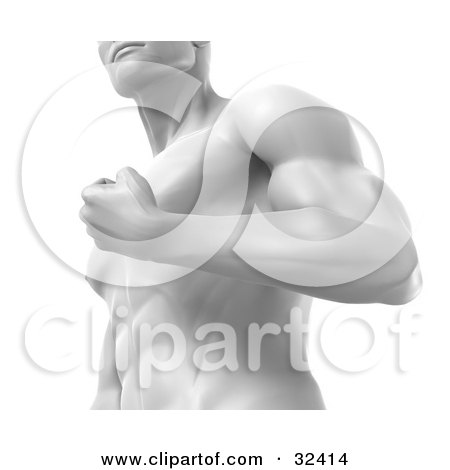 Clipart Illustration of a Muscular Male Body Builder Flexing His Bicep Muscles by Tonis Pan