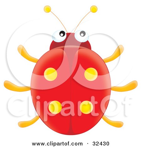 Clipart Illustration of a Cute Red Ladybug With Yellow Spot Marks On Its Wings by Alex Bannykh