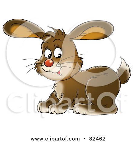 Clipart Illustration of a Cute Brown Bunny Rabbit Facing To The Left And Glancing At The Viewer by Alex Bannykh