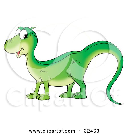 Clipart Illustration of a Friendly Green Lizard With A Long Tail, Glancing At The Viewer by Alex Bannykh