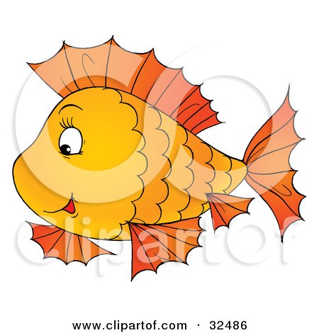 Clipart Illustration of a Scalloped Patterned Orange Fish Swimming By by Alex Bannykh