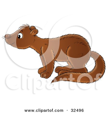 Clipart Illustration of a Curious Brown Mink In Profile, Facing Left And Sniffing The Air by Alex Bannykh