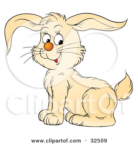 Clipart Illustration of a Cute, Big Eared, Beige Bunny Rabbit by Alex Bannykh