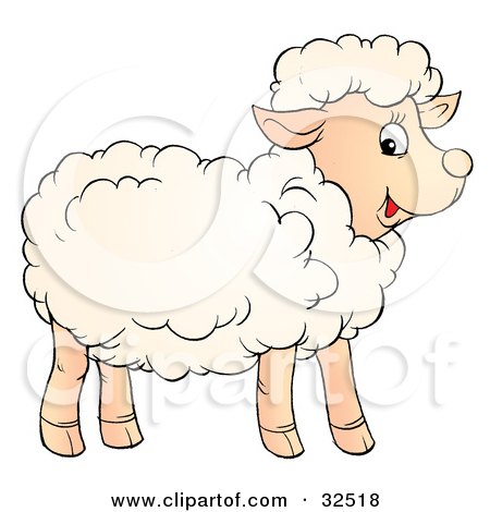 Clipart Illustration of a Smiling And Happy Lamb With Fluffy Wool by Alex Bannykh