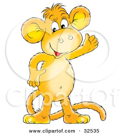 Clipart Illustration of a Happy Orange Monkey Smiling And Waving by Alex Bannykh