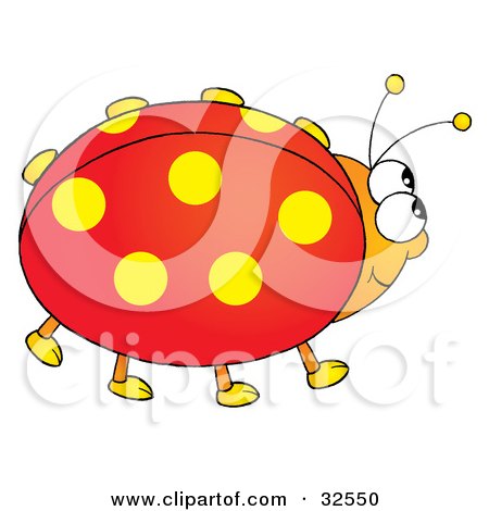 Clipart Illustration of a Happy Red Ladybug With Yellow Spotted Wings by Alex Bannykh