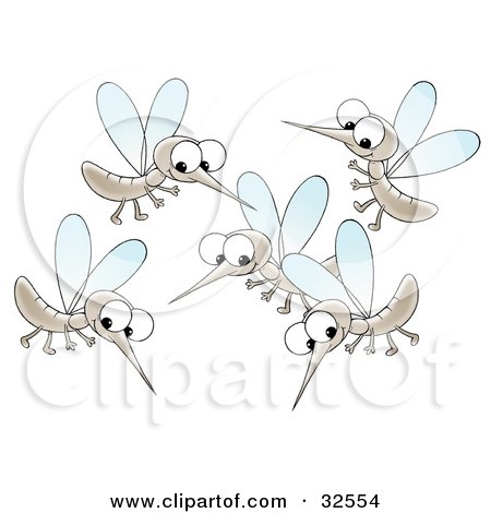 Clipart Illustration of a Group Of Happy Mosquitoes Socializing by Alex Bannykh