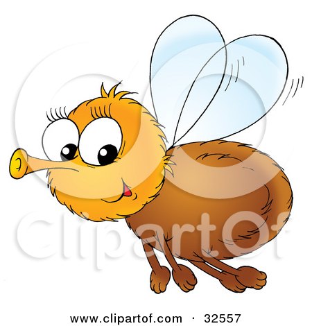 Clipart Illustration of a Hairy Brown Fly Glancing While Flying Past by Alex Bannykh