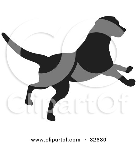 Clipart Illustration of a Playful Dog Silhouetted In Black by KJ Pargeter