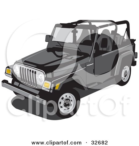 Black Jeep Wrangler Convertible With The Top Off Posters, Art Prints by -  Interior Wall Decor #32682