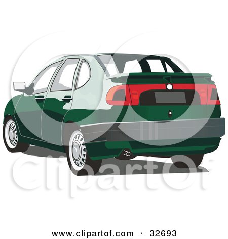 Clipart Illustration of a Green Chrysler Cordoba Car by David Rey