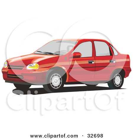 Clipart Illustration of a Red Chevrolet Monza Car by David Rey