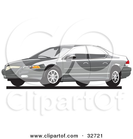 Clipart Illustration of a Gray Chrysler Cirrus Car by David Rey