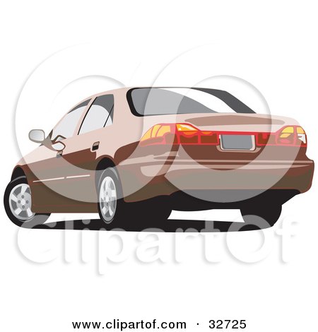 Clipart Illustration of a Brown Honda Accord As Seen From The Rear by David Rey