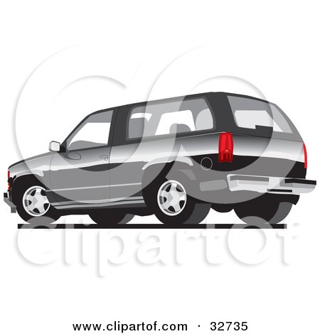 Clipart Illustration of a Gray Chevy Silverado SUV by David Rey