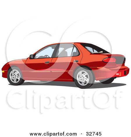 Clipart Illustration of a Red Pontiac Sunfire Car by David Rey