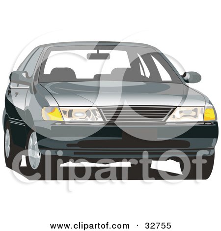Clipart Illustration of a Front View Of A Nissan Sentra Car by David Rey