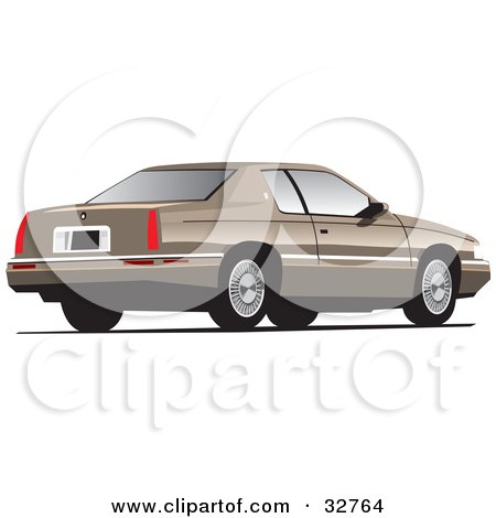 Clipart Illustration of a Tan Cadillac Eldorado Luxury Car by David Rey
