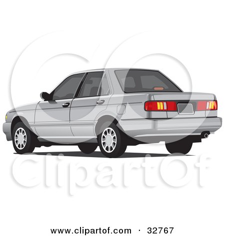 Clipart Illustration of a Gray Four Door Car With Tinted Windows by David Rey